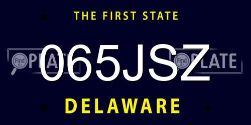 065JSZ Delaware License Plate