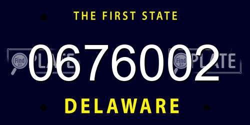 0676002 Delaware License Plate