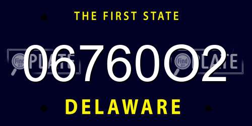06760O2 Delaware License Plate
