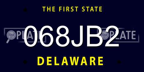 068JB2 Delaware License Plate