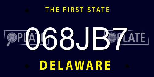 068JB7 Delaware License Plate