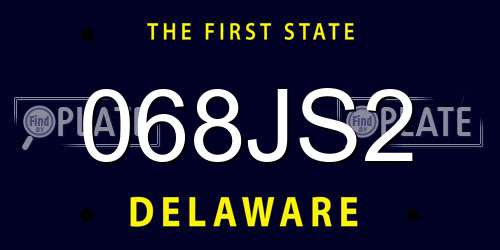 068JS2 Delaware License Plate