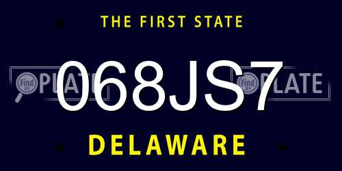 068JS7 Delaware License Plate