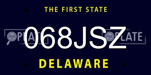 068JSZ Delaware License Plate