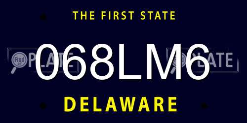 068LM6 Delaware License Plate