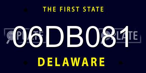 06DB081 Delaware License Plate