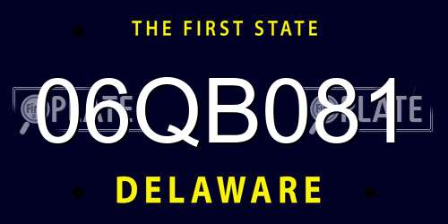 06QB081 Delaware License Plate