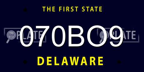 070BO9 Delaware License Plate