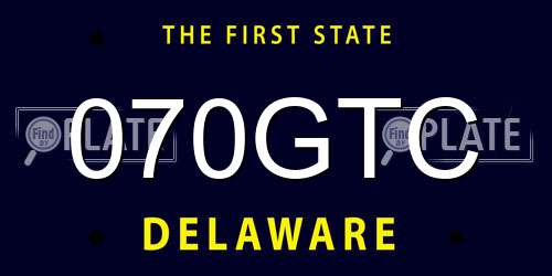 070GTC Delaware License Plate