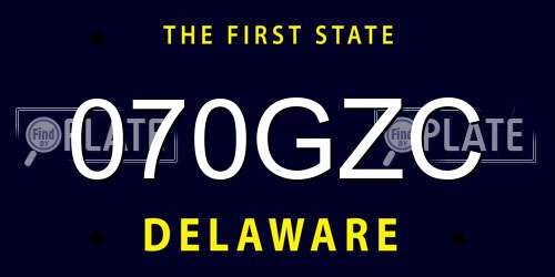 070GZC Delaware License Plate