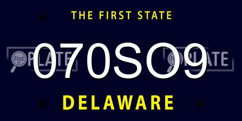 070SO9 Delaware License Plate