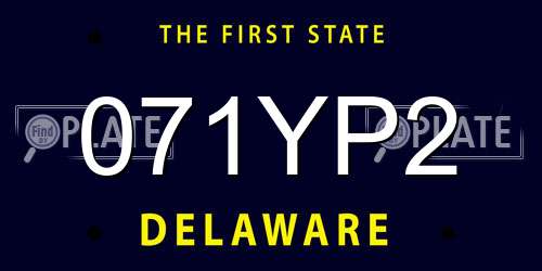 071YP2 Delaware License Plate