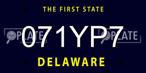 071YP7 Delaware License Plate