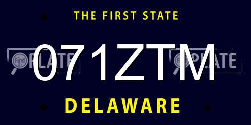 071ZTM Delaware License Plate