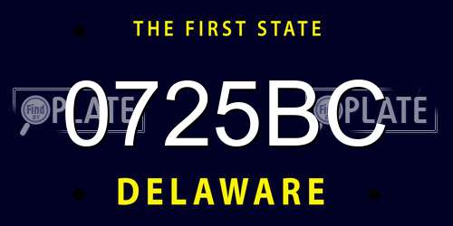 0725BC Delaware License Plate