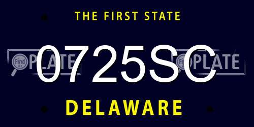 0725SC Delaware License Plate