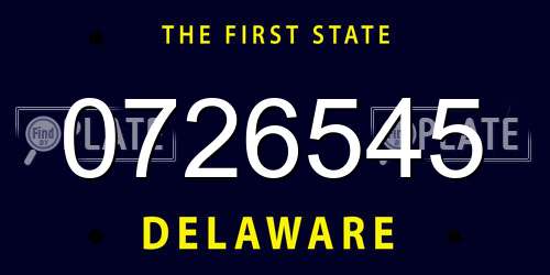 0726545 Delaware License Plate