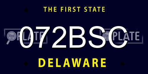 072BSC Delaware License Plate