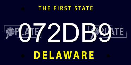 072DB9 Delaware License Plate
