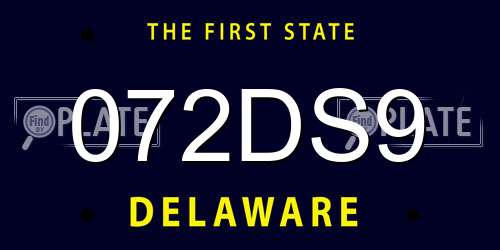 072DS9 Delaware License Plate