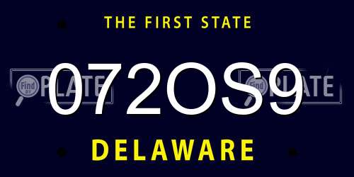 072OS9 Delaware License Plate