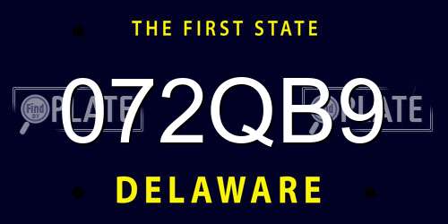 072QB9 Delaware License Plate