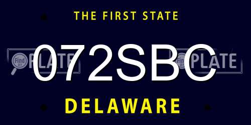 072SBC Delaware License Plate