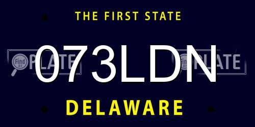 073LDN Delaware License Plate