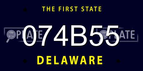 074B55 Delaware License Plate