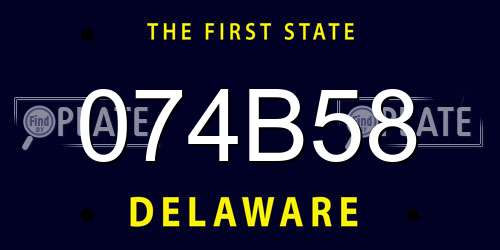 074B58 Delaware License Plate