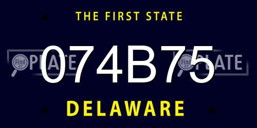 074B75 Delaware License Plate