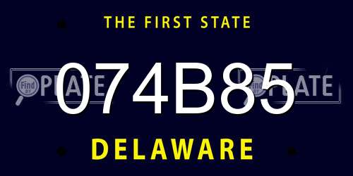 074B85 Delaware License Plate