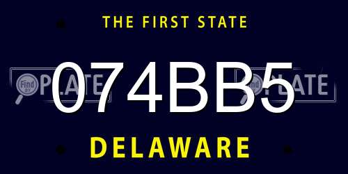 074BB5 Delaware License Plate