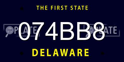 074BB8 Delaware License Plate