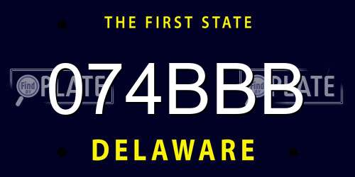 074BBB Delaware License Plate