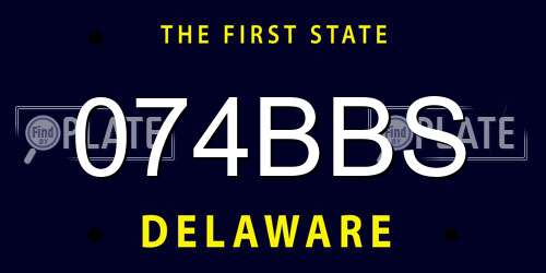 074BBS Delaware License Plate