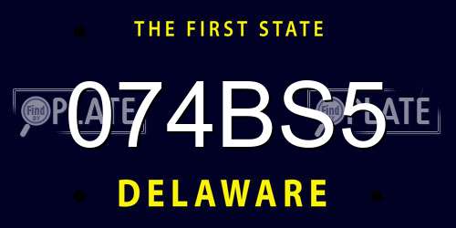 074BS5 Delaware License Plate