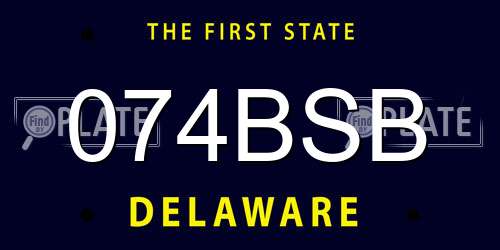 074BSB Delaware License Plate