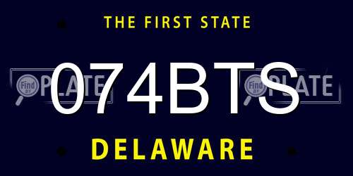 074BTS Delaware License Plate