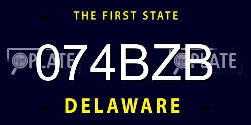 074BZB Delaware License Plate