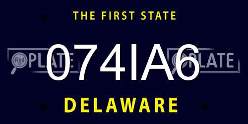074IA6 Delaware License Plate