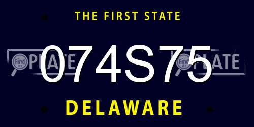 074S75 Delaware License Plate