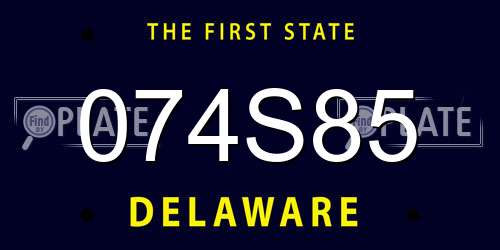 074S85 Delaware License Plate