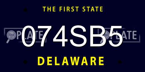 074SB5 Delaware License Plate