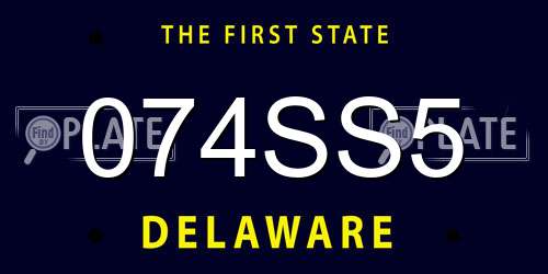 074SS5 Delaware License Plate