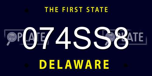 074SS8 Delaware License Plate