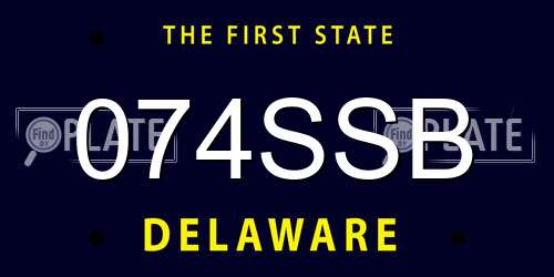 074SSB Delaware License Plate