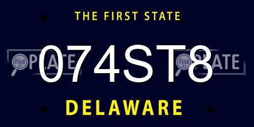 074ST8 Delaware License Plate