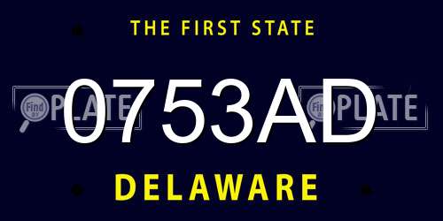 0753AD Delaware License Plate