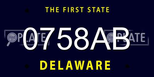 0758AB Delaware License Plate